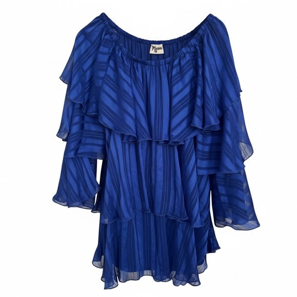 Show Me Your Mumu Romance Ruffle Dress Royal Blue Large - Picture 3 of 6